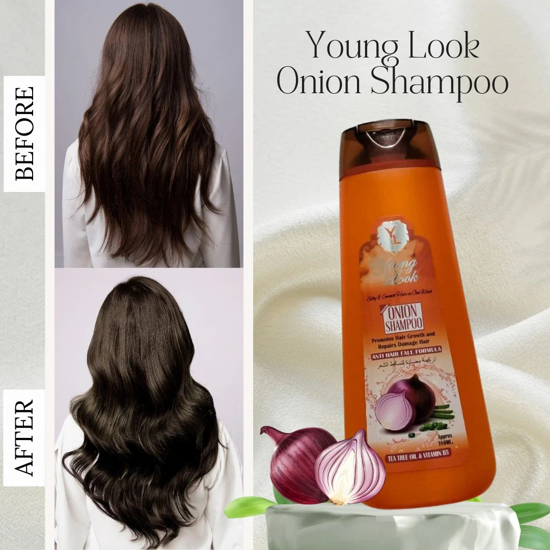 Young Look Onion Shampoo (Herbal Formula)(Pack of 2) 180Ml
