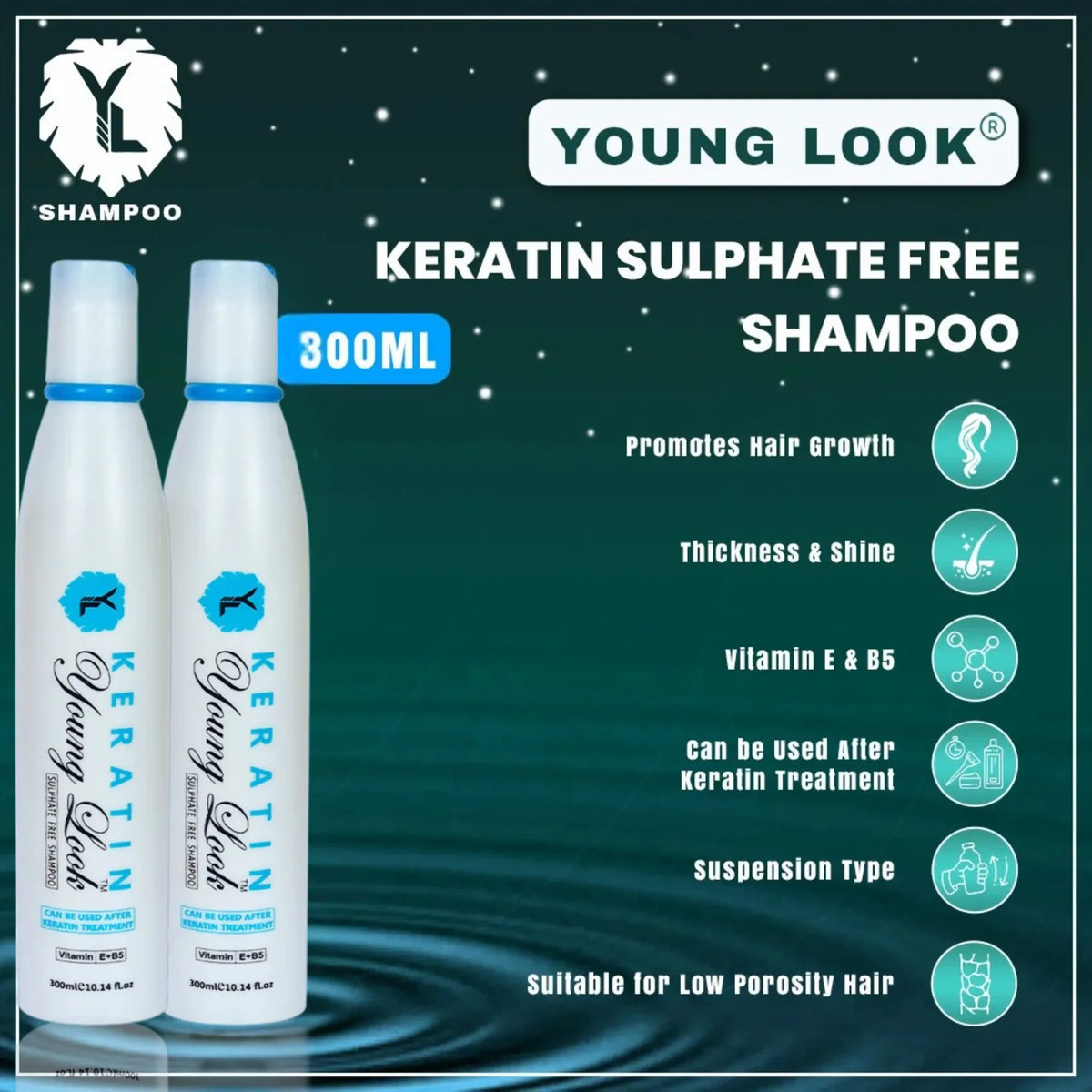 (Pack of 2) Young Look Keratin sulfate free shampoo in pakistan 300ML
