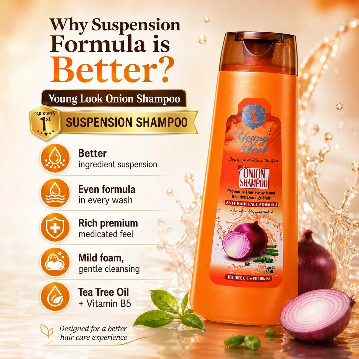 Young Look Onion Shampoo (Herbal Formula)(Pack of 2) 180Ml