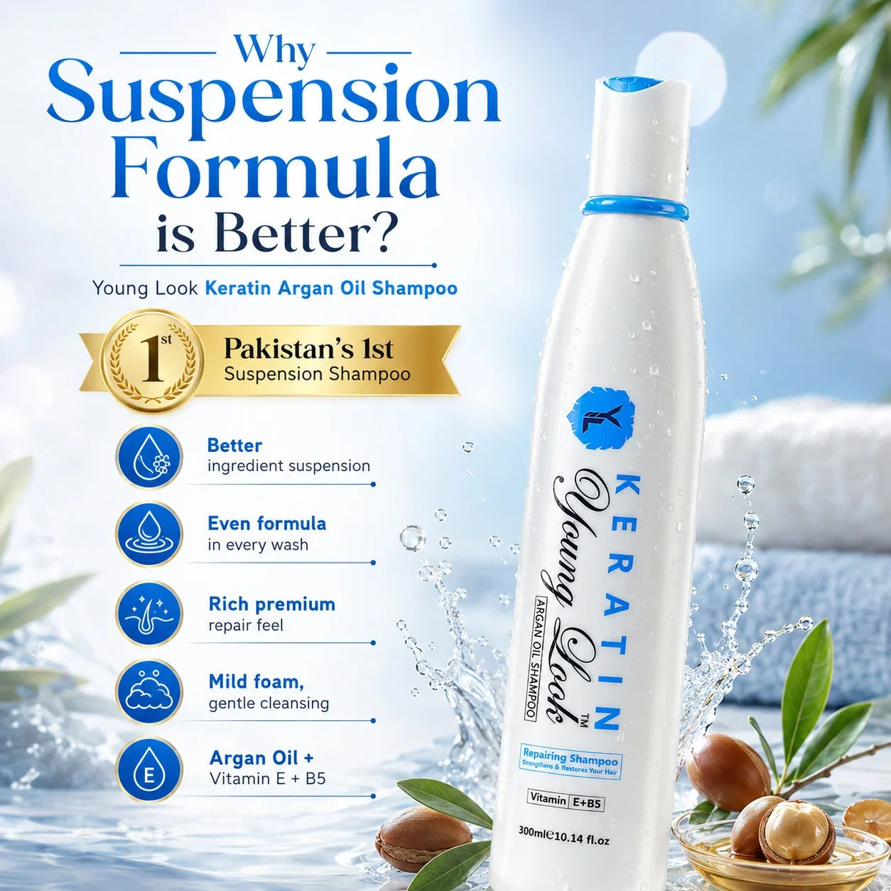 Young Look Keratin Shampoo – Strengthens, Restores, and Promotes Hair Growth 300ML