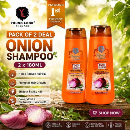 Young Look Onion Shampoo (Herbal Formula)(Pack of 2) 180Ml