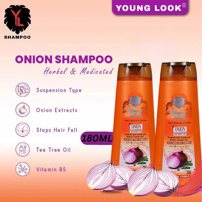Young Look Onion Shampoo (Herbal Formula)(Pack of 2) 180Ml