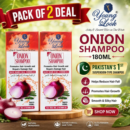 Young Look Onion Shampoo (Herbal Formula)(Pack of 2) 180Ml
