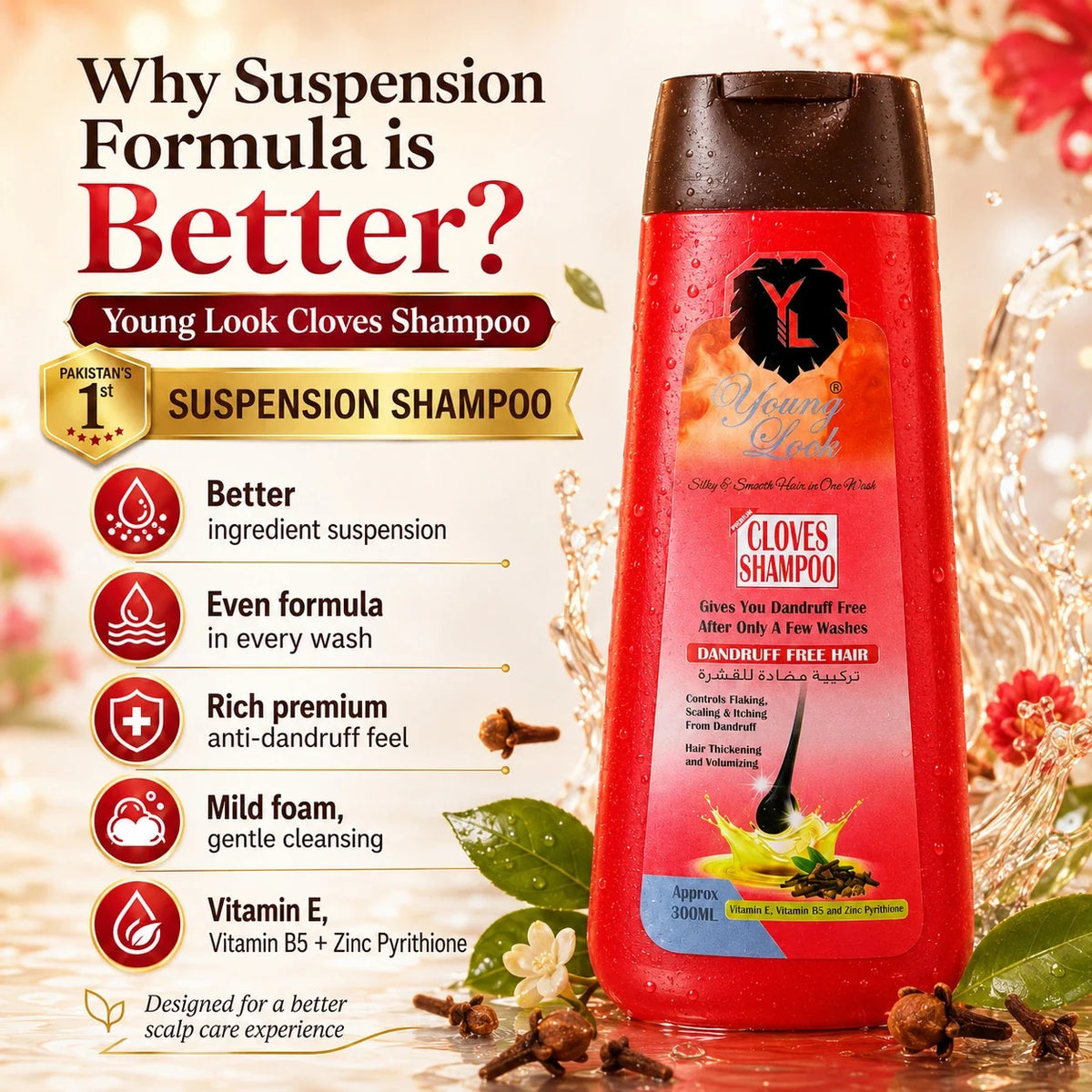Young Look Clove Dandruff Shampoo 300ML(Pack of 2)