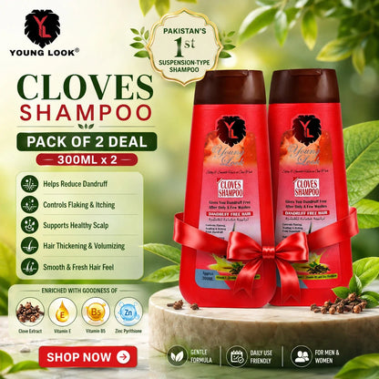 Young Look Clove Dandruff Shampoo 300ML(Pack of 2)