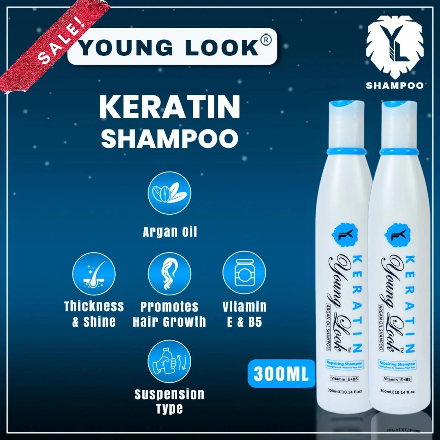 Young Look Keratin Shampoo(Pack of 2) 300ML