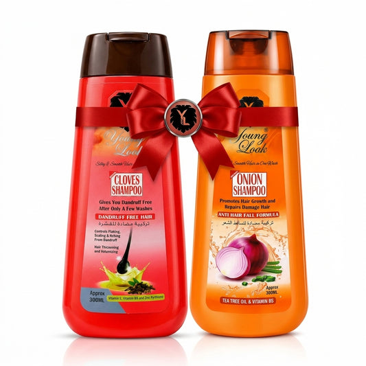 (Duo Deal)Young Look Onion +Clove Dandruff shampoo Active Herbal Ingridents with Premium Medicated Formulation