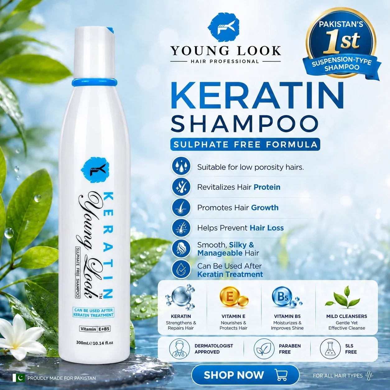 Young Look Keratin sulfate free shampoo in pakistan 300ML